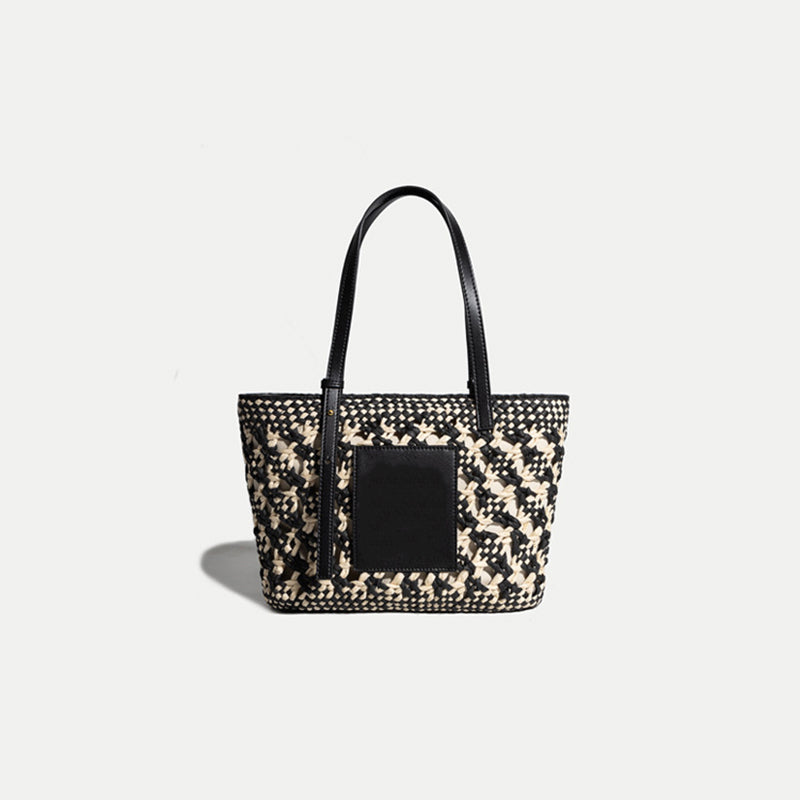 Women’s Genuine Leather Woven Traveller Tote Bags image