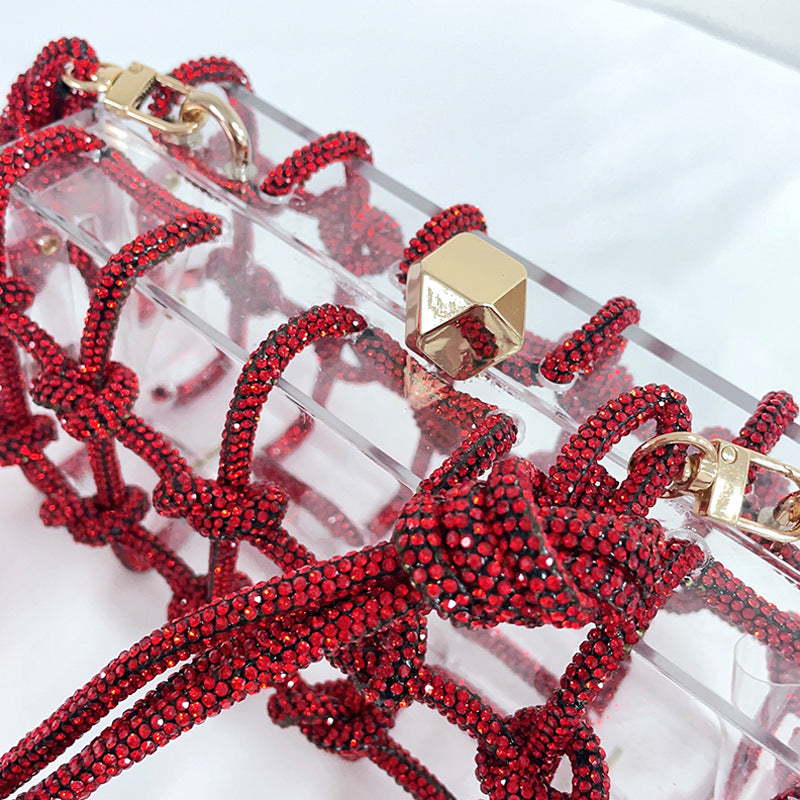 Women’s Rhinestone Straps Caged Clear Bags image 2