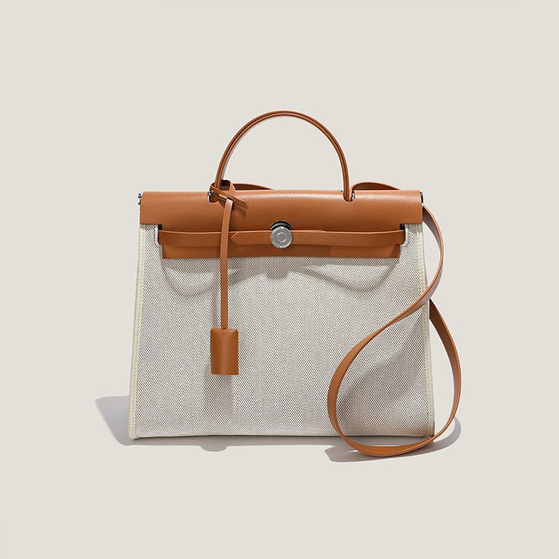 Women’s Canvas Lock Buckle Crossbody Top Handle Bag image