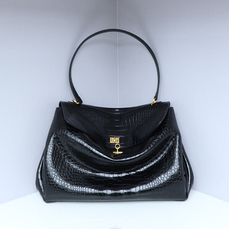 Women’s Croc Print Soft Leather Top Handle Bags image