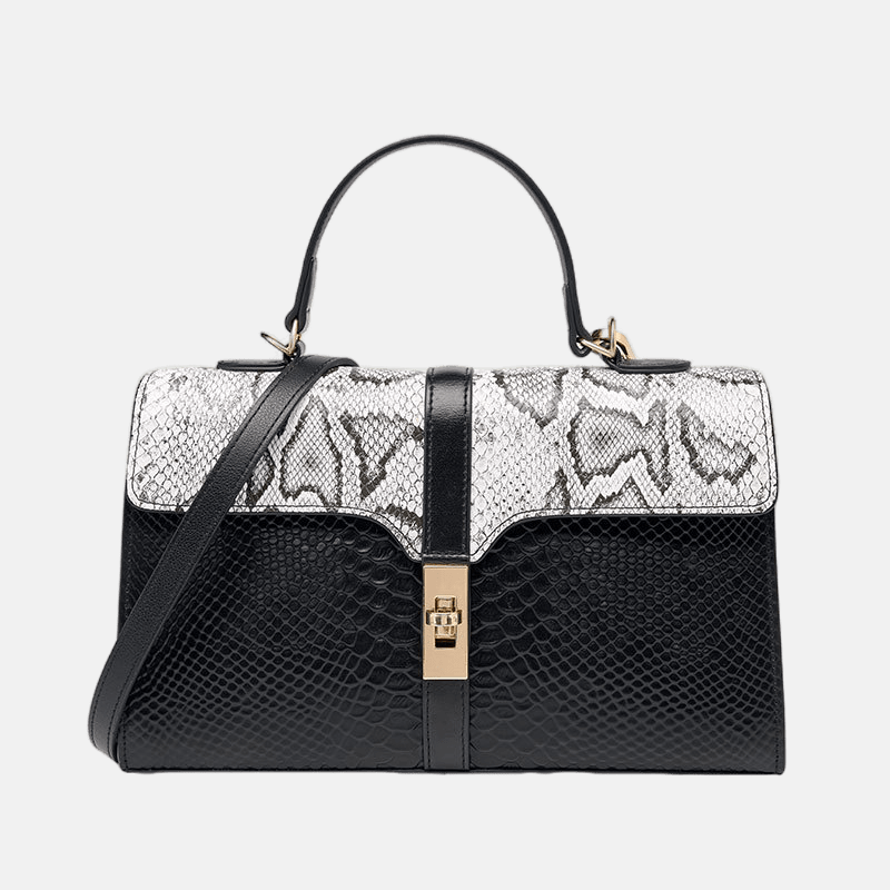 Women’s Genuine Leather Crocodile Crossbody Messenger Bag with Handle image