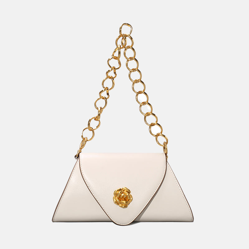 Women’s Gold Chains Flap Baguette Bags in Vegan Leather image