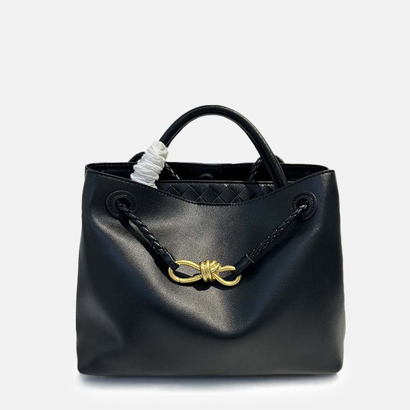 Women’s Minimalist Genuine Leather Bow Clasp Crossbody Tote Bag image