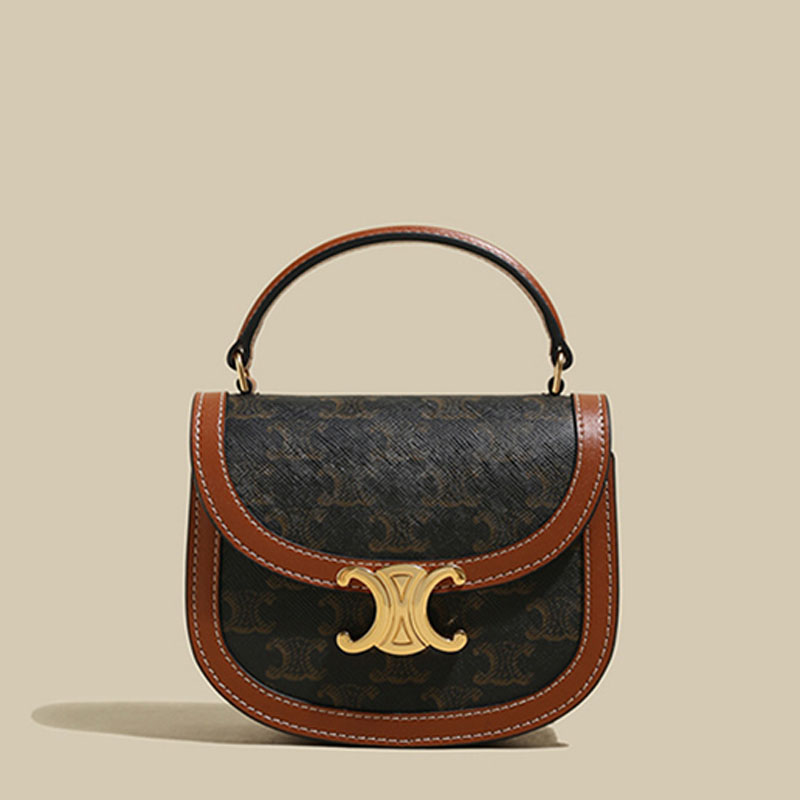 Women’s Small Leather Top Handle Saddle Bags with Shoulder Strap image