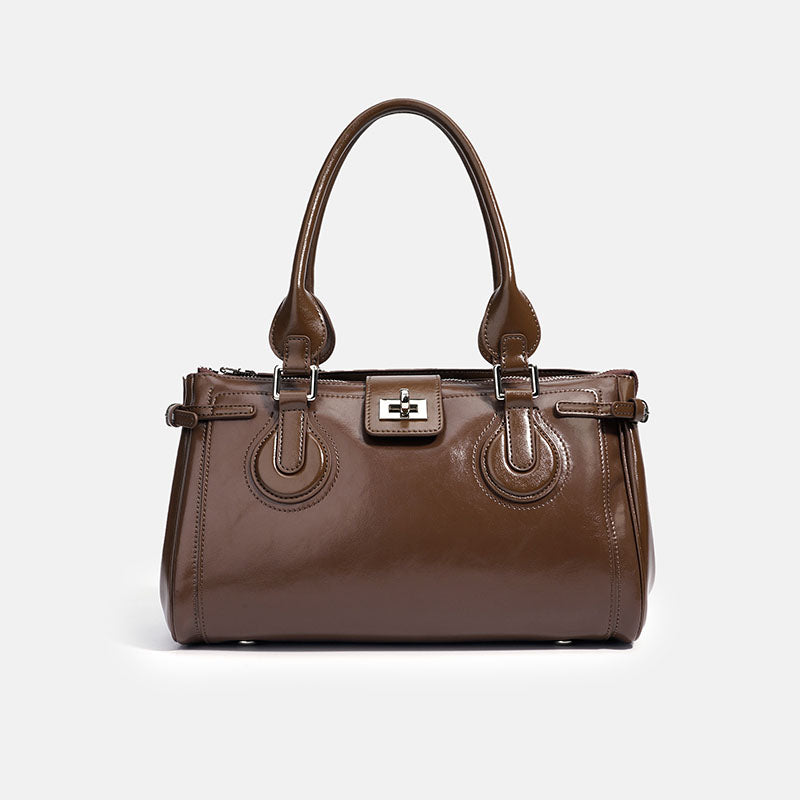 Women’s Split Leather Pillow-Shaped Handbag In Silver Hardware image