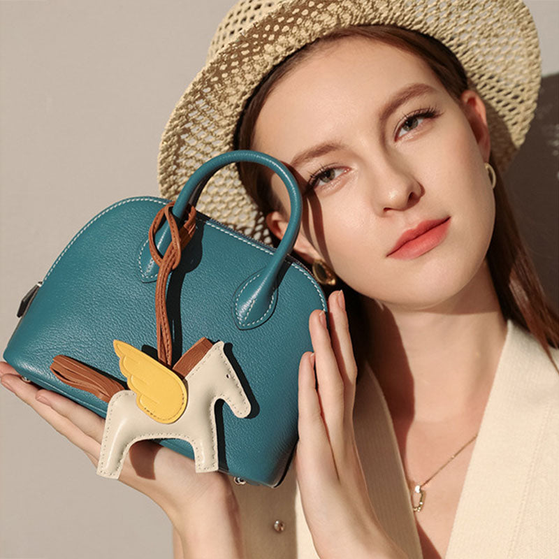 Women’s Top-Grain Leather Shell-Shaped Bowling Handbag image