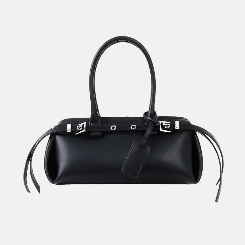 Women’s Vintage Split Leather Baguette Handbag In Silver Hardware image