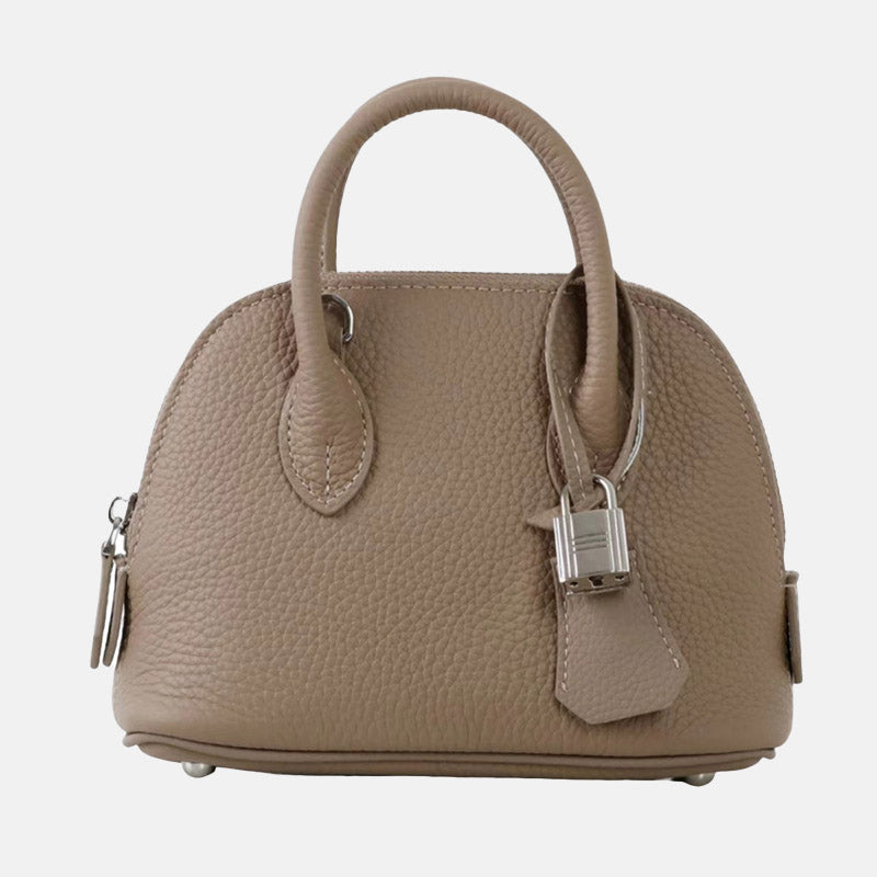 Women’s Vintage Top-Grain Leather Lychee Texture Shell-Shaped Handbag image