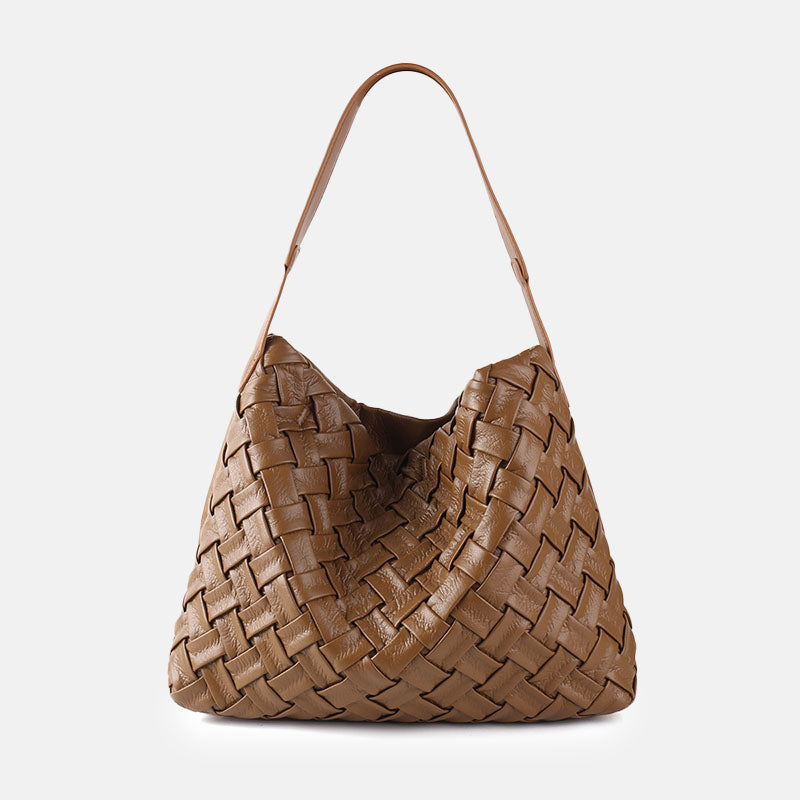 Women’s Woven PU Material Vintage Crossbody Shoulder Tote Bags image
