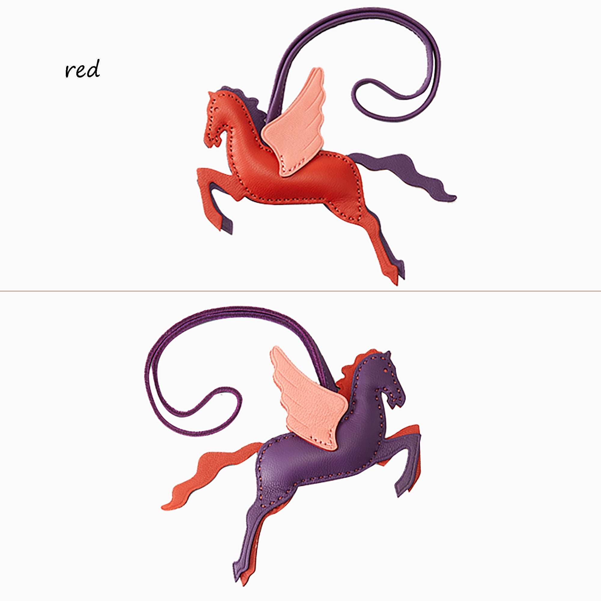Suitable for kelly bag strap,bolide bag,small horse charm, flying horse handmade stitched lambskin bag pendant accessory