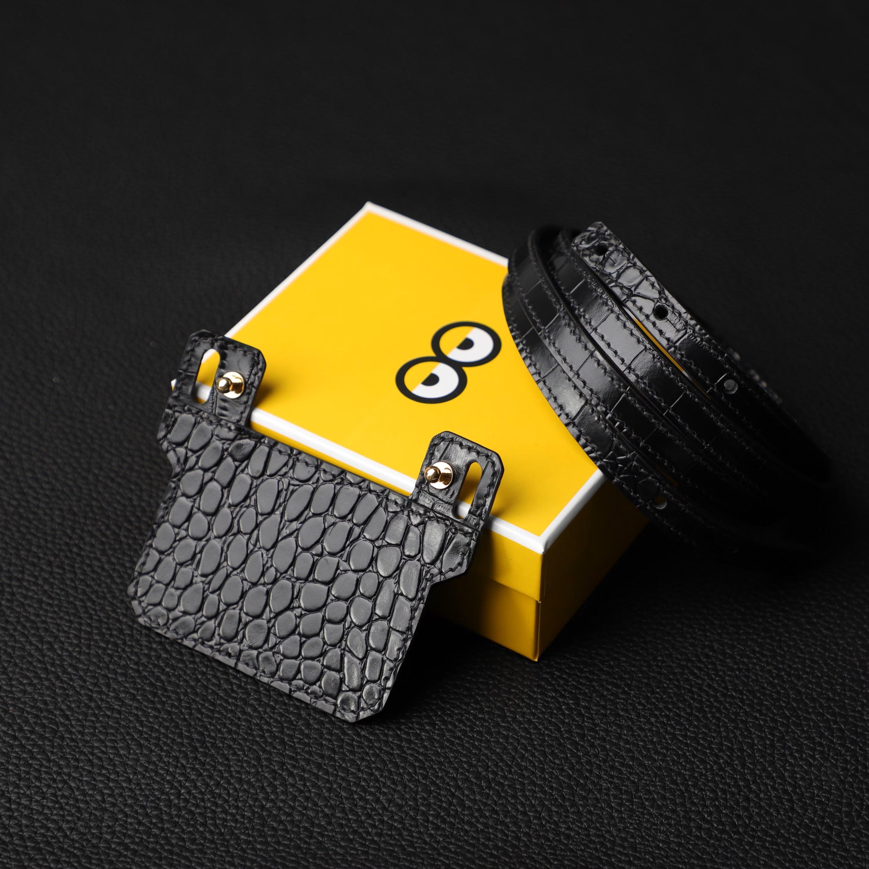 Handmade and Customized Short insert with Wallet strap in black crocodile,Fit In Constance Slim wallet,Roulis Slim wallet