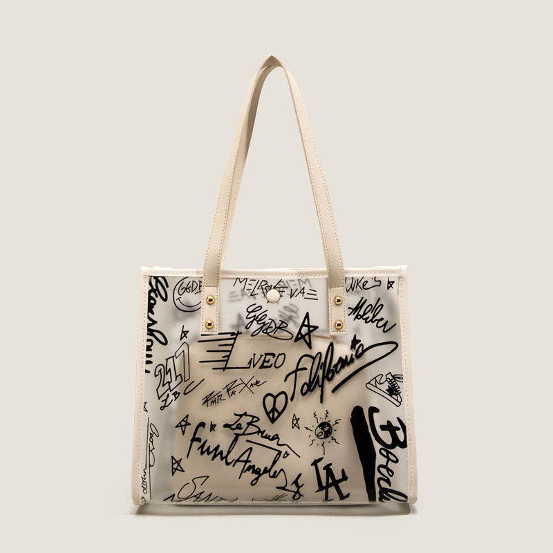 Women’s Graffiti Clear Tote Bags with Pouch image