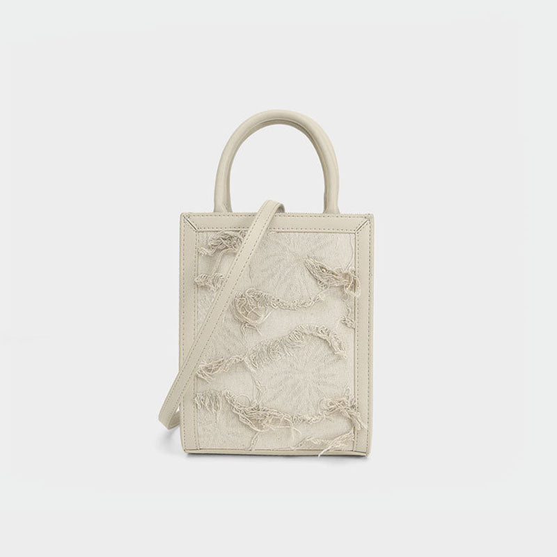 Women’s Ripped Top Handle Tote Bags with Shoulder Strap image 2