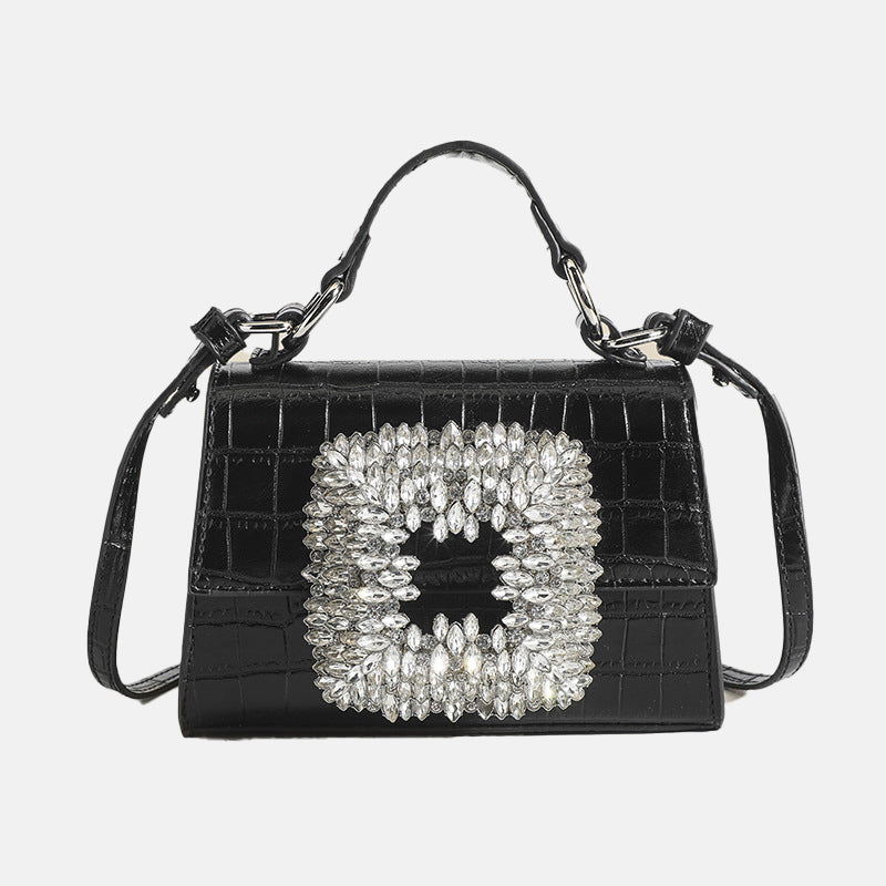 Women’s Croc Print Rhinestone Buckle Satchel Bags image