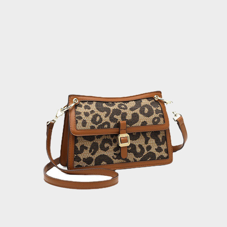 Women’s Leopard Print Genuine Leather Baguette Bags in Brown image 2