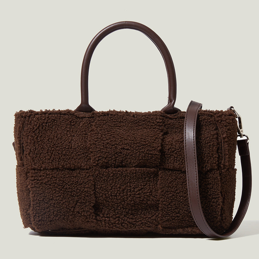 Women’s Fuzzy Woven Style Handbags with Shoulder Strap image