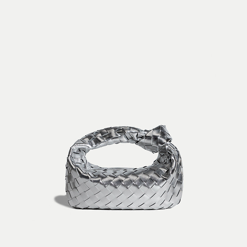 Women’s Metallic Woven Tie Clutch Bags in Genuine Leather image 2