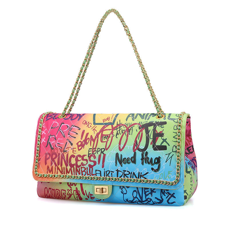 Women’s Graffiti Quilted Large Chain Bags image 2