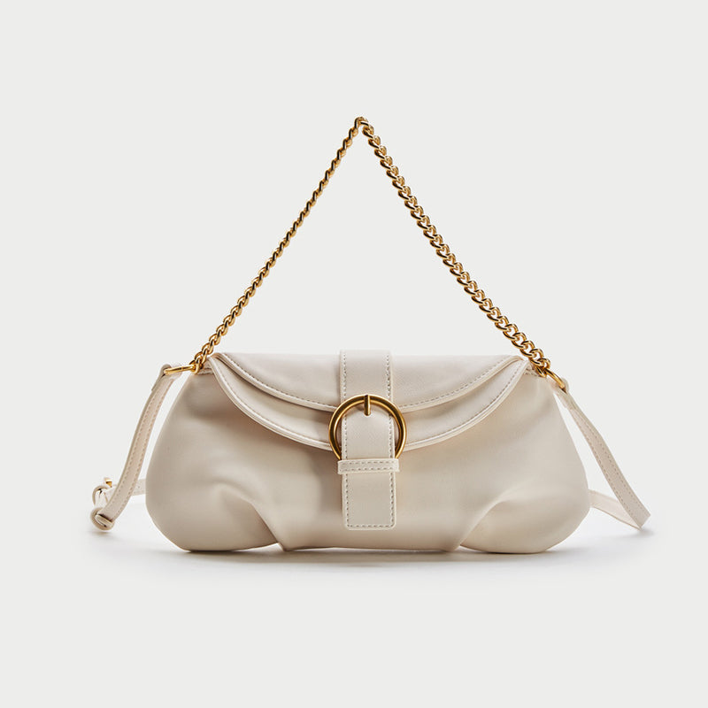Women’s Chains Vegan Leather Baguette Bags in Ivory image