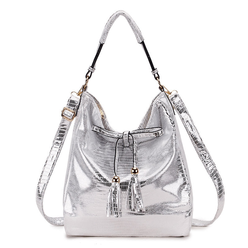 Women’s Metallic Hobo Bags Shoulder Bags with Tassel image 2