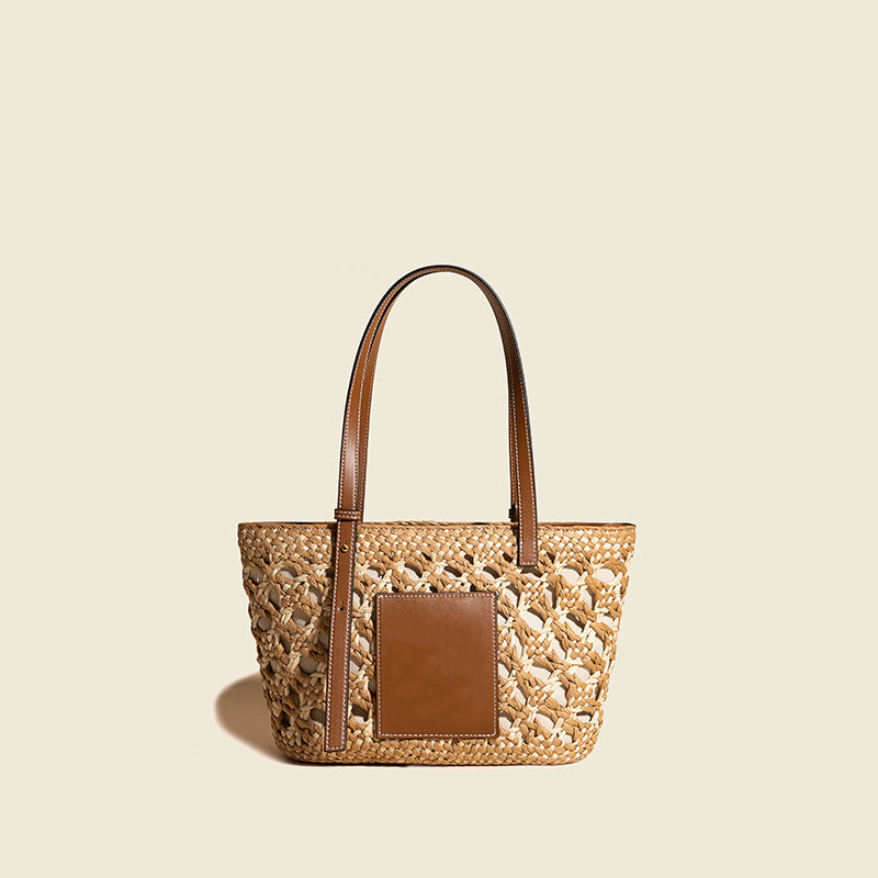Women’s Genuine Leather Woven Traveller Tote Bags image 3