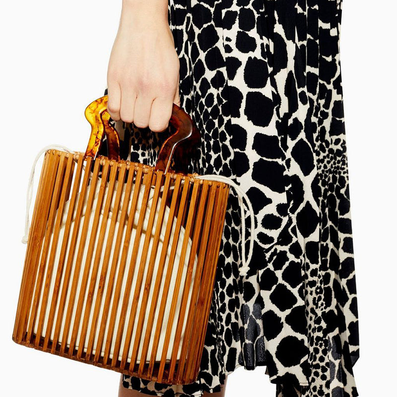 Women’s Brown Bamboo Weaving Hand Tote image 3