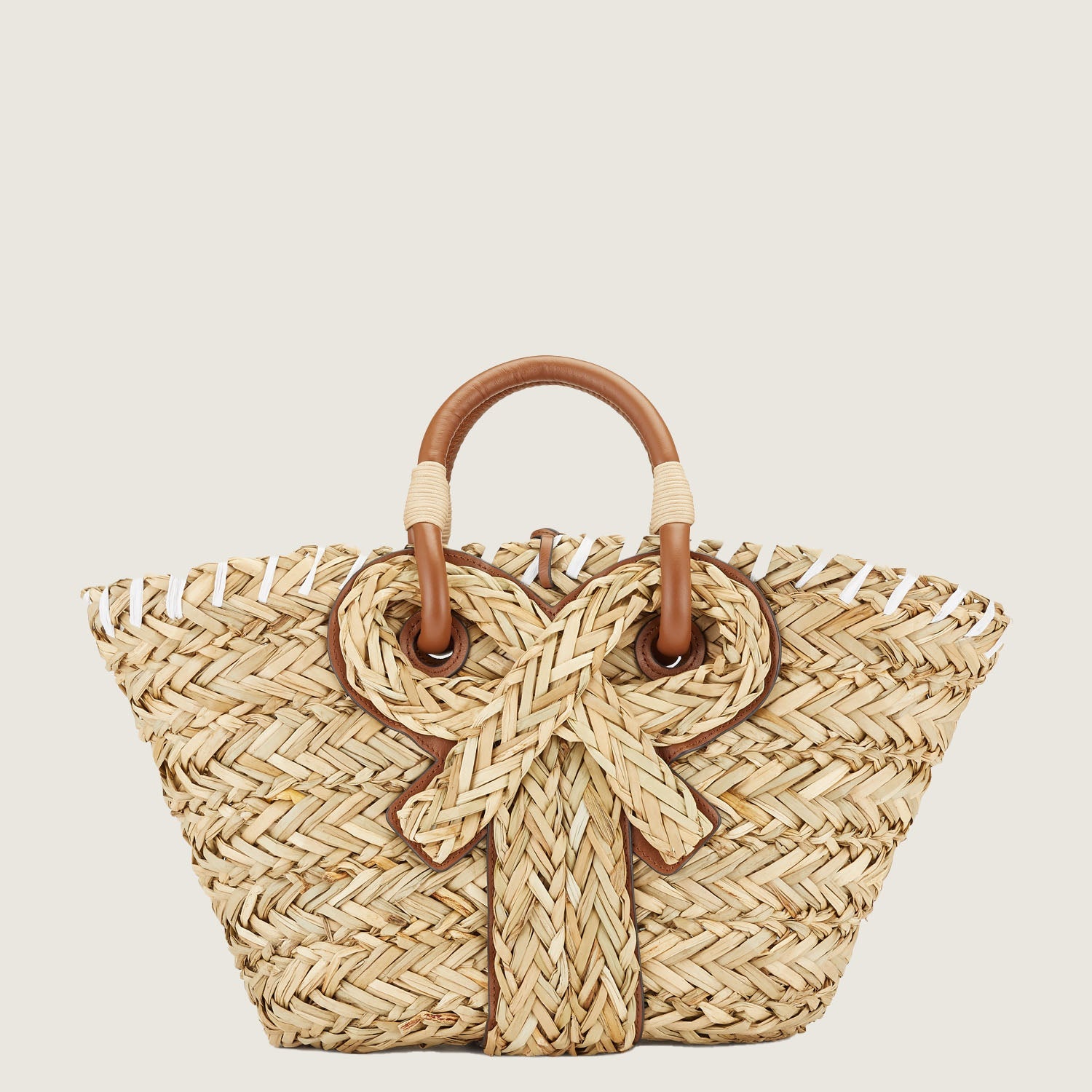 Women’s Handmade Woven Bowknot Basket Tote Bags image