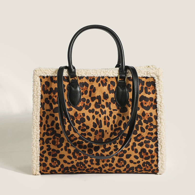 Women’s Fuzzy Shoulder Handbags Vegan Leather image 2