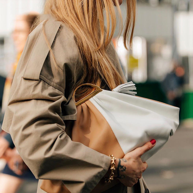 Women’s Two Tone Slouchy Clutch Bags in Vegan Leather image 2