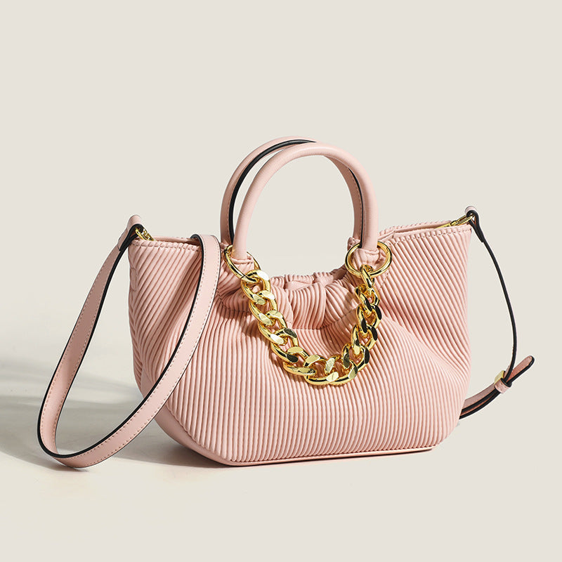 Women’s Stripes Chains Bucket Handbags with Shoulder Strap image 2
