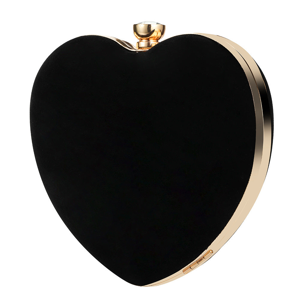 Women’s Black Heart Evening Clutch Bag with Chains image 3
