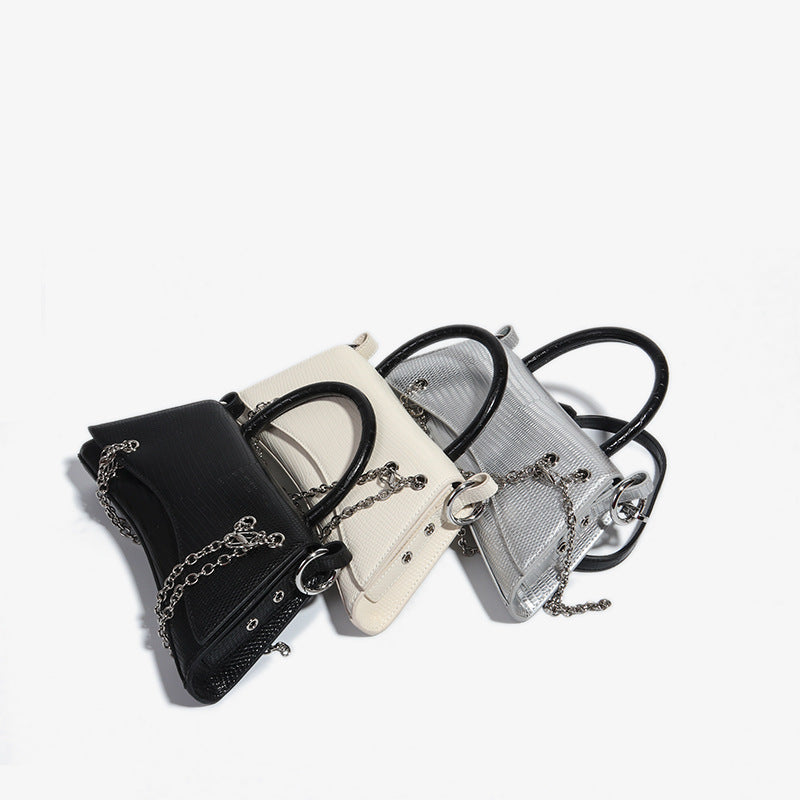 Women’s Genuine Leather Lizard Embossed Handbags with Chains image 6