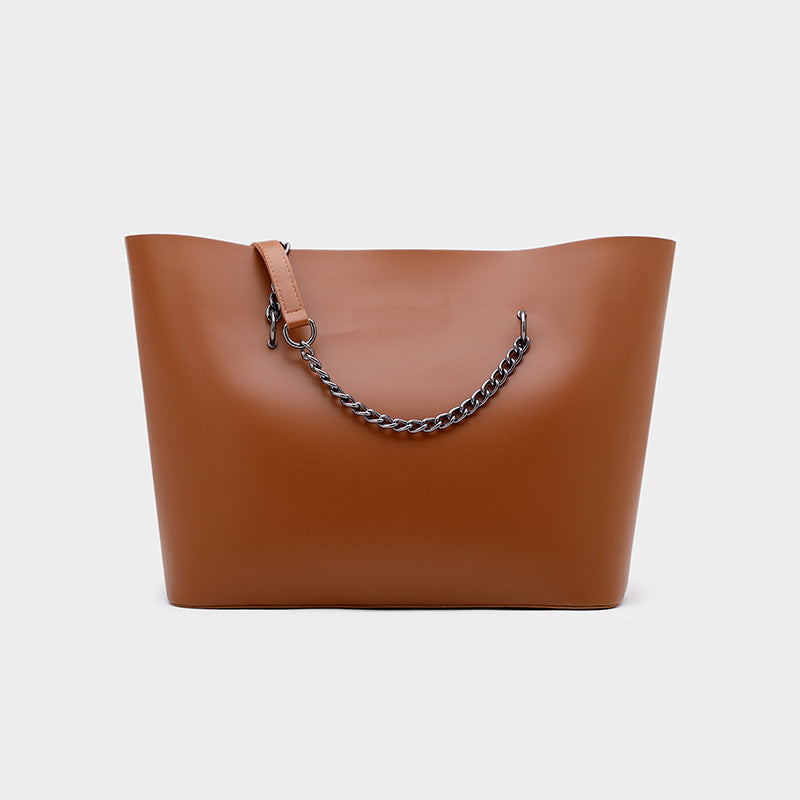 Women’s Vegan Leather Large Tote Bags with Chains image 2