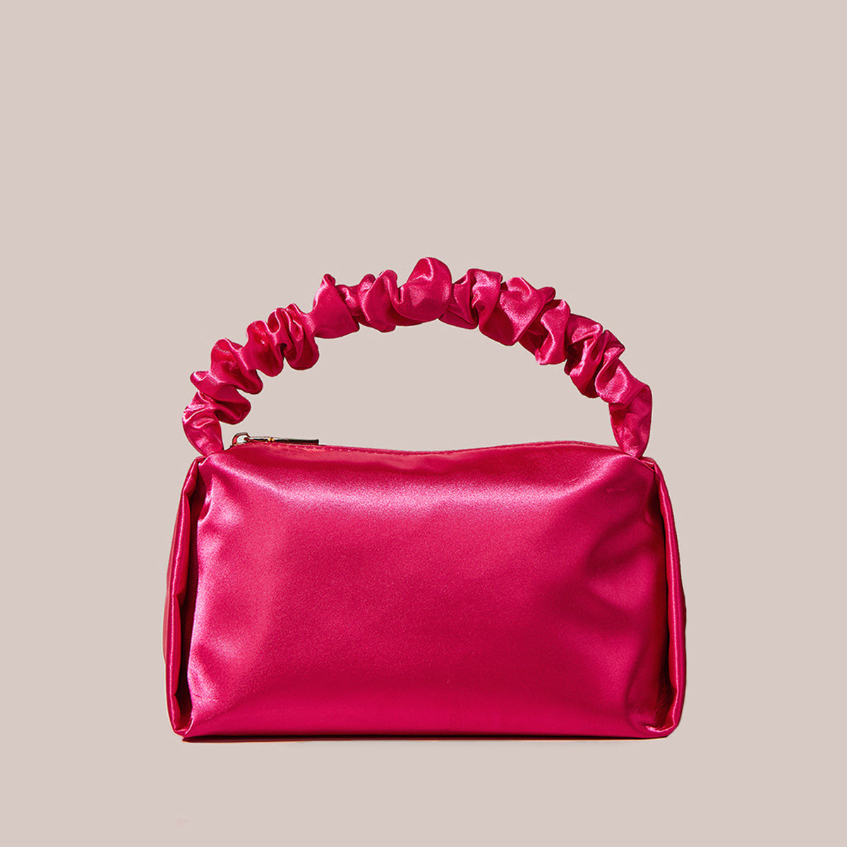 Women’s Hot Pink Slouchy Handle Clutch Bags in Satin image