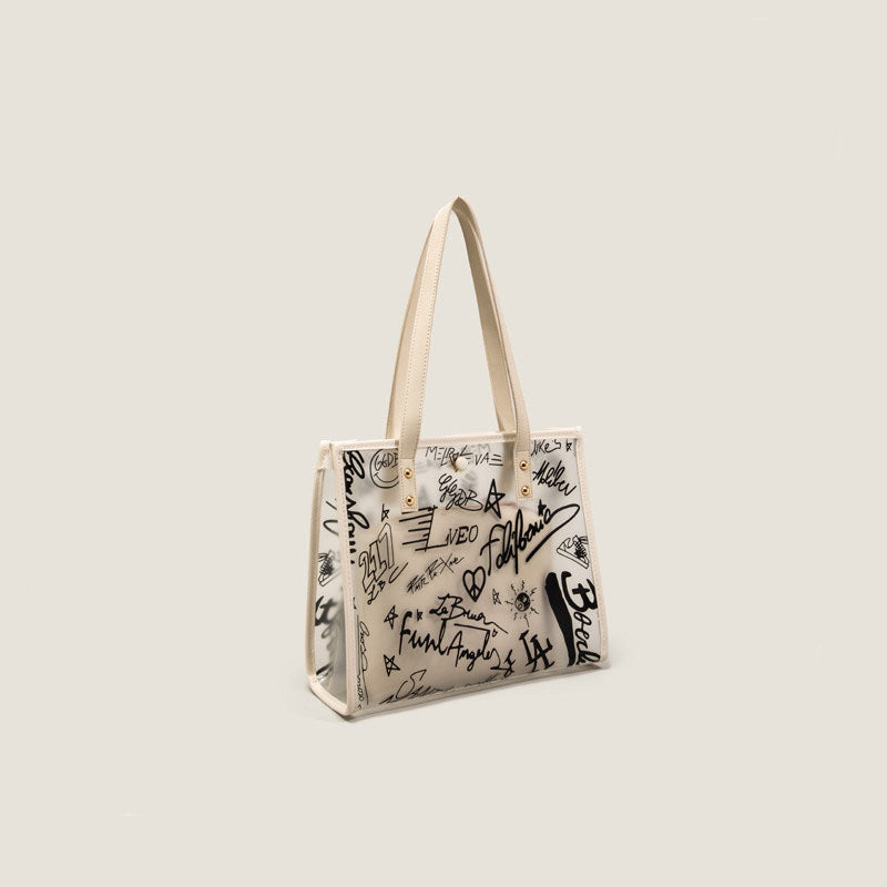 Women’s Graffiti Clear Tote Bags with Pouch image 3