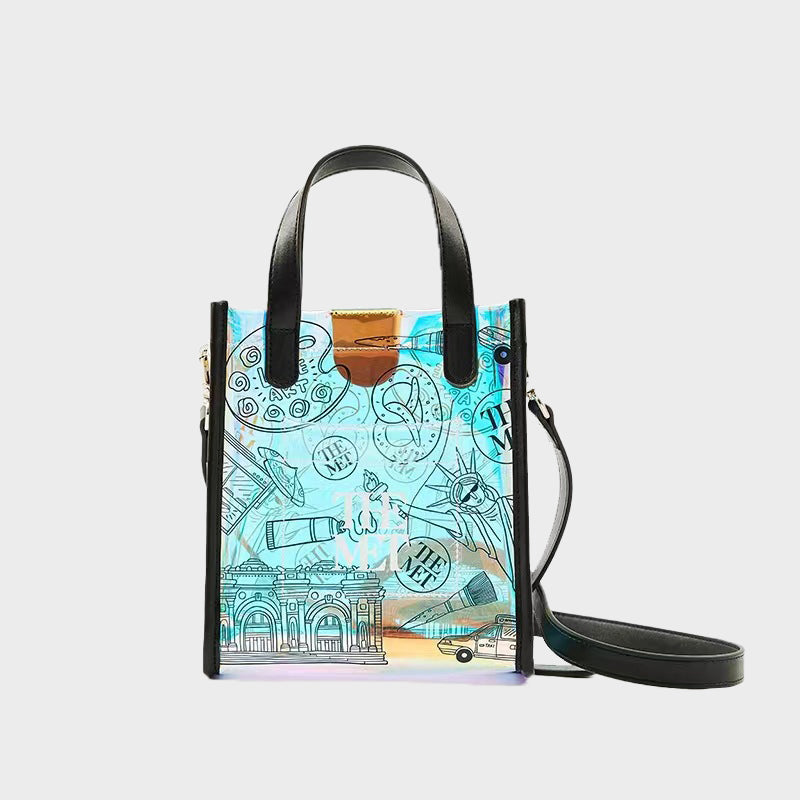 Women’s Graffiti Holographic Mini Clear Tote Bags image