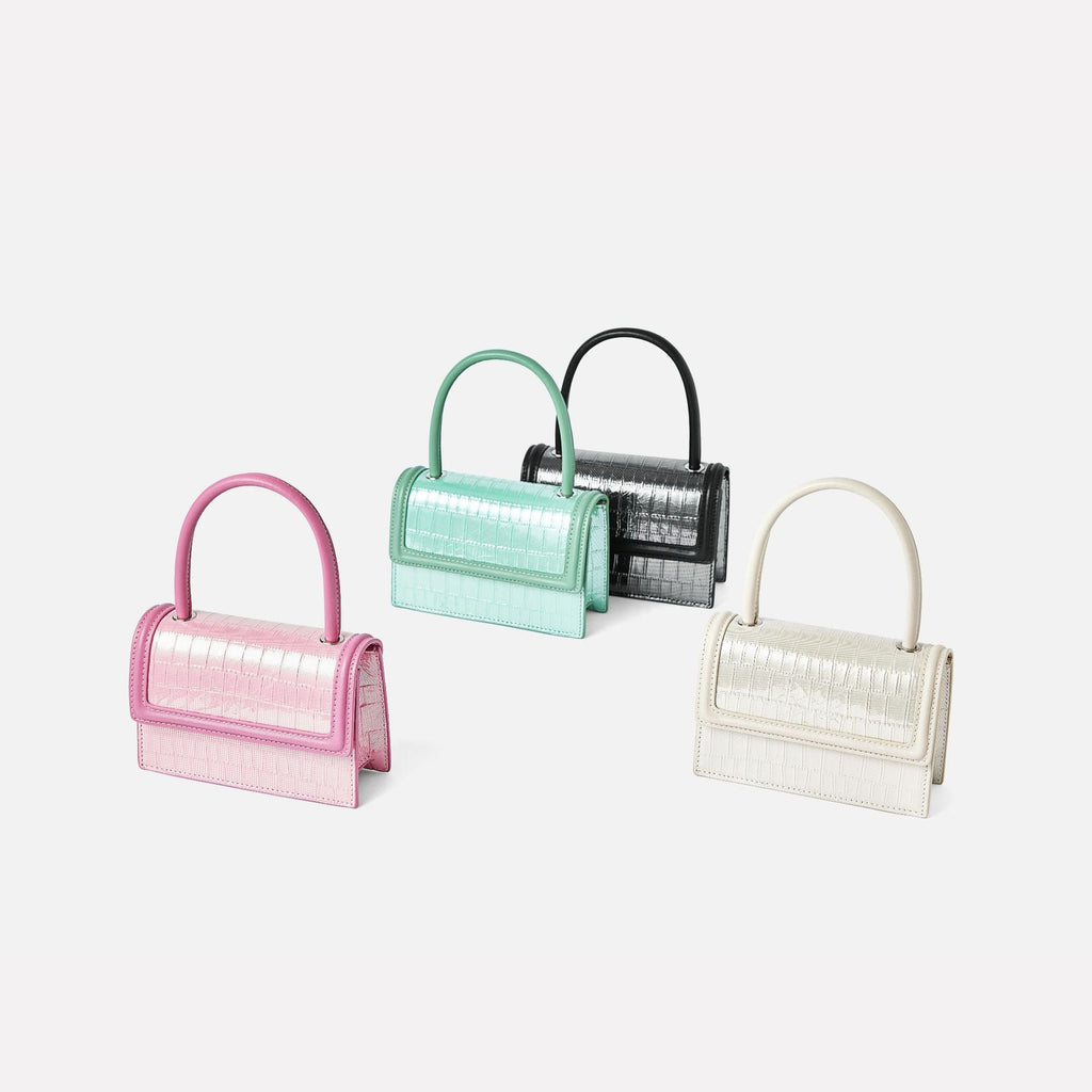 Women’s Leather Mini Top Handle Bags Croc Embossed image 7