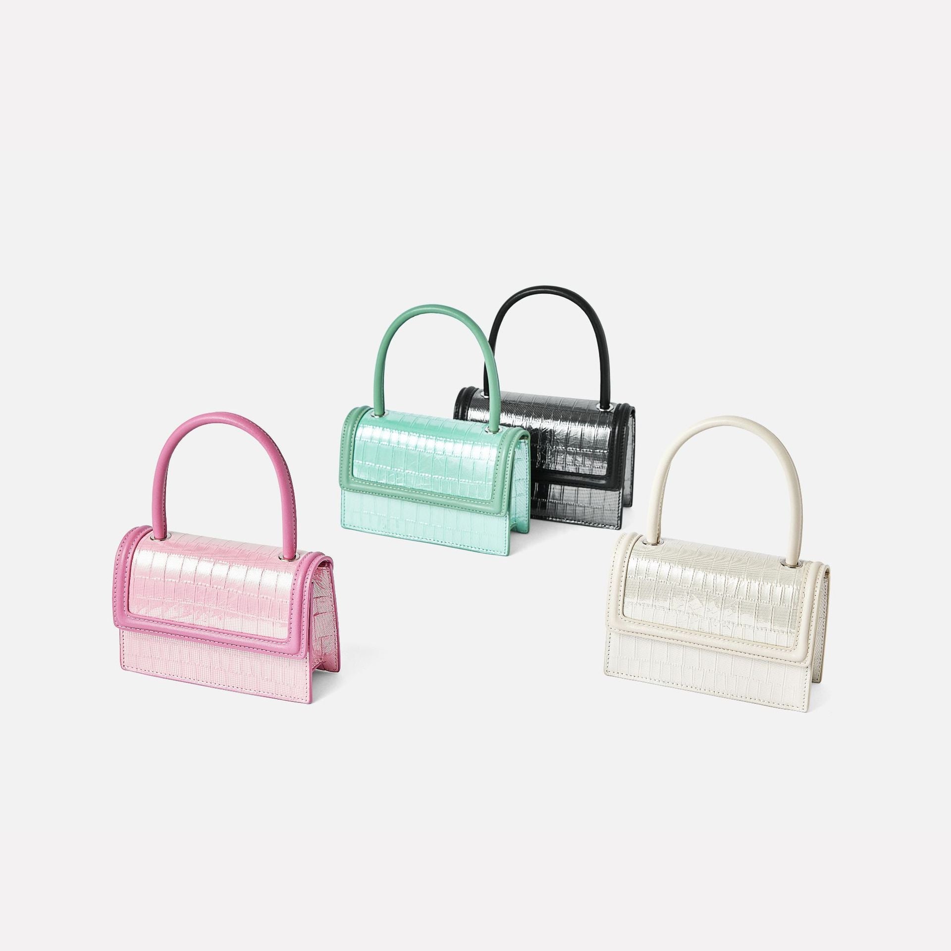 Women’s Leather Mini Top Handle Bags Croc Embossed image 7