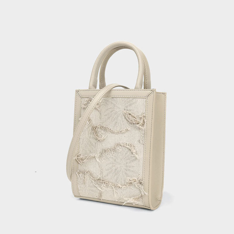 Women’s Ripped Top Handle Tote Bags with Shoulder Strap image 3