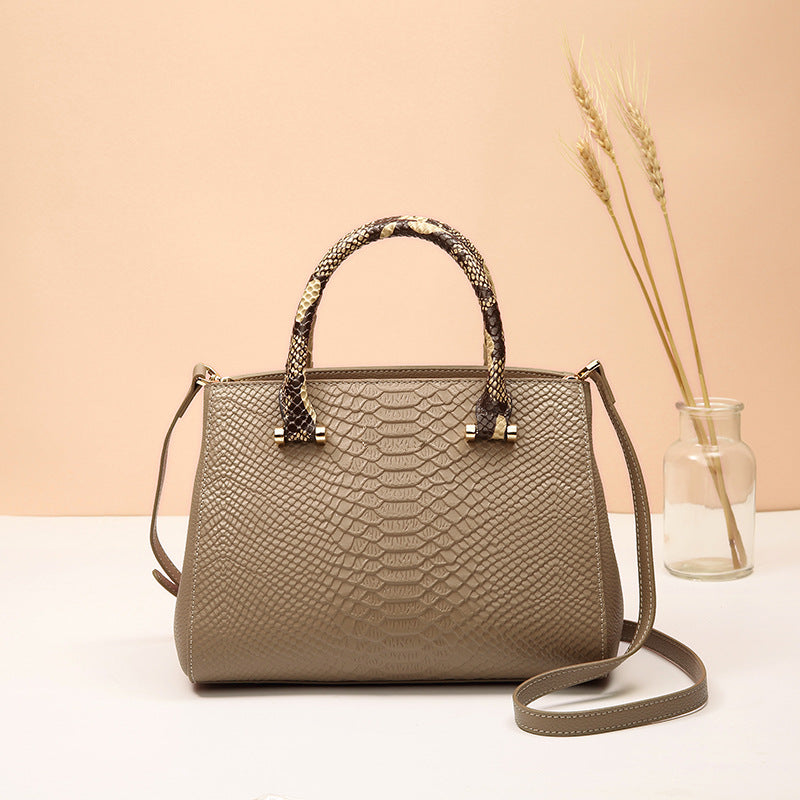 Women’s Medium Genuine Leather Croc Print Top Handle Satchels image 3