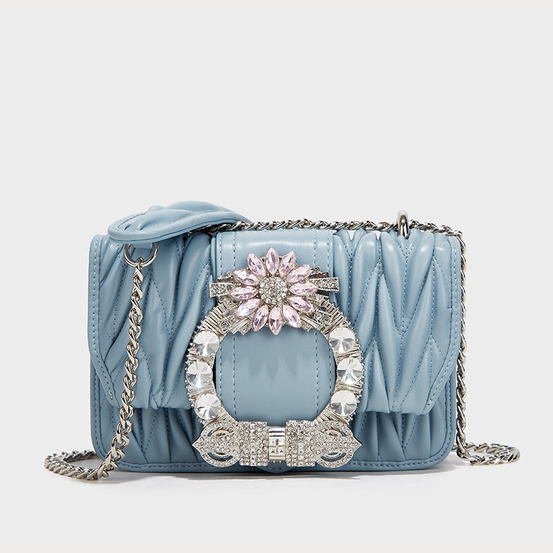 Women’s Jeweled Circle Quilted Small Crossbody Bags in Genuine Leather image 7