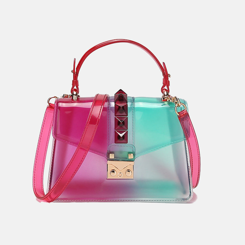 Women’s Flap Clear PVC Top Handle Bags with Shoulder Strap image