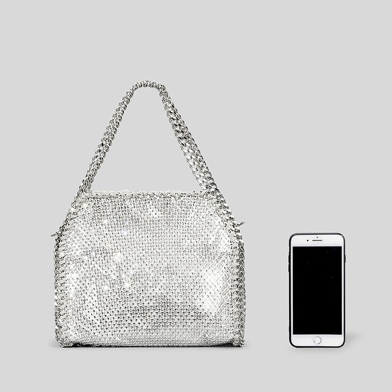 Women’s Rhinestone Woven Chains Hobo Evening Purse image 4