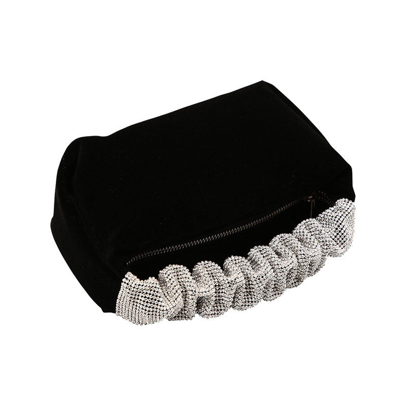 Women’s Black Velvet Slouch Top Handle Evening Clutch Bags image 4