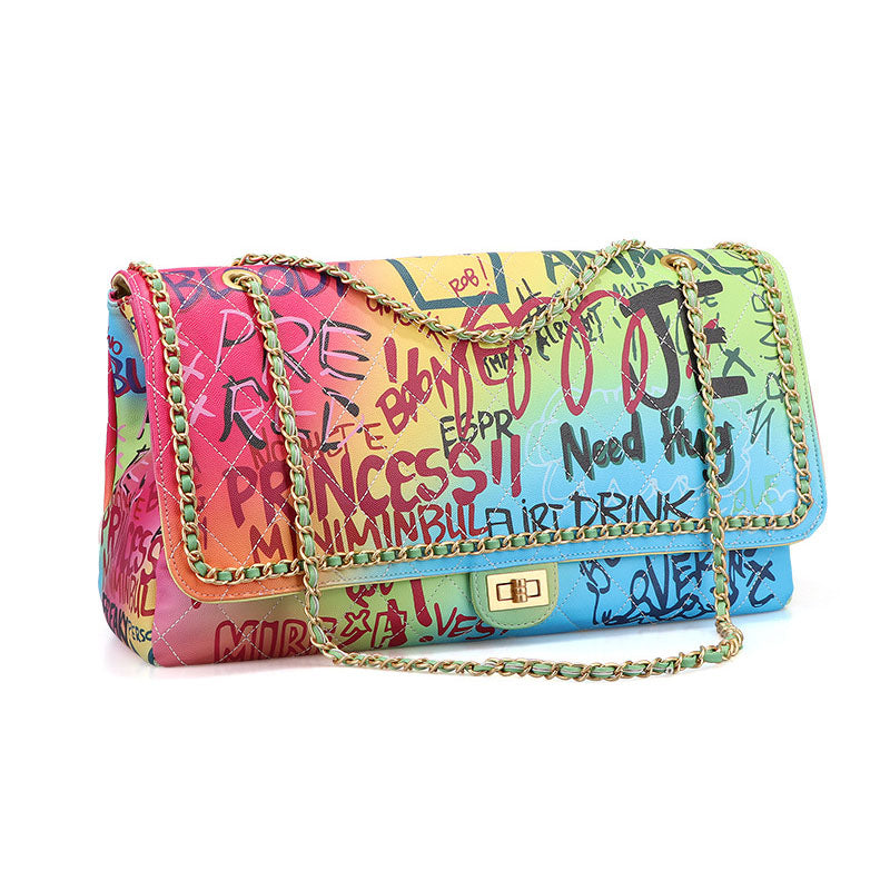 Women’s Graffiti Quilted Large Chain Bags image 3