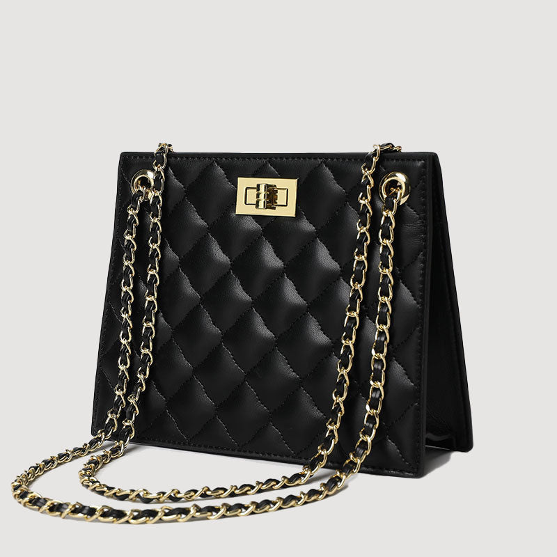 Women’s Quilted Convertible Chains Tote Bags in Vegan Leather image 4