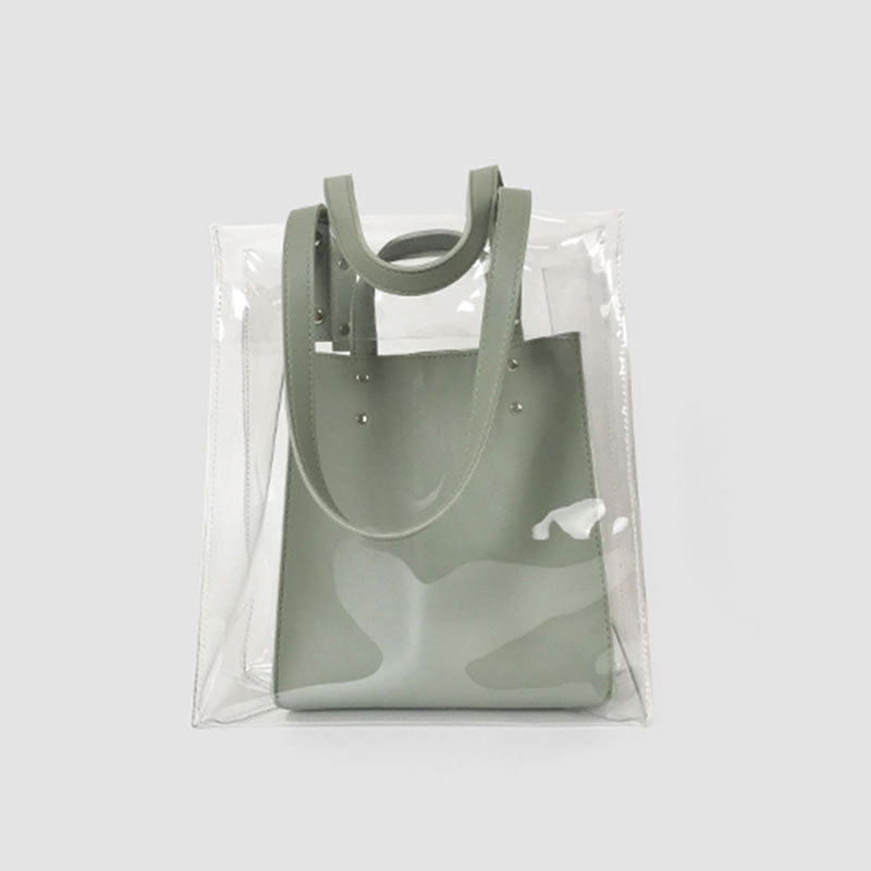 Women’s Green Clear PVC Tote Bags image 2