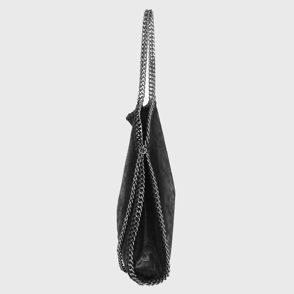 Women’s Chains Large Vegan Hobo Bags in Black image 3
