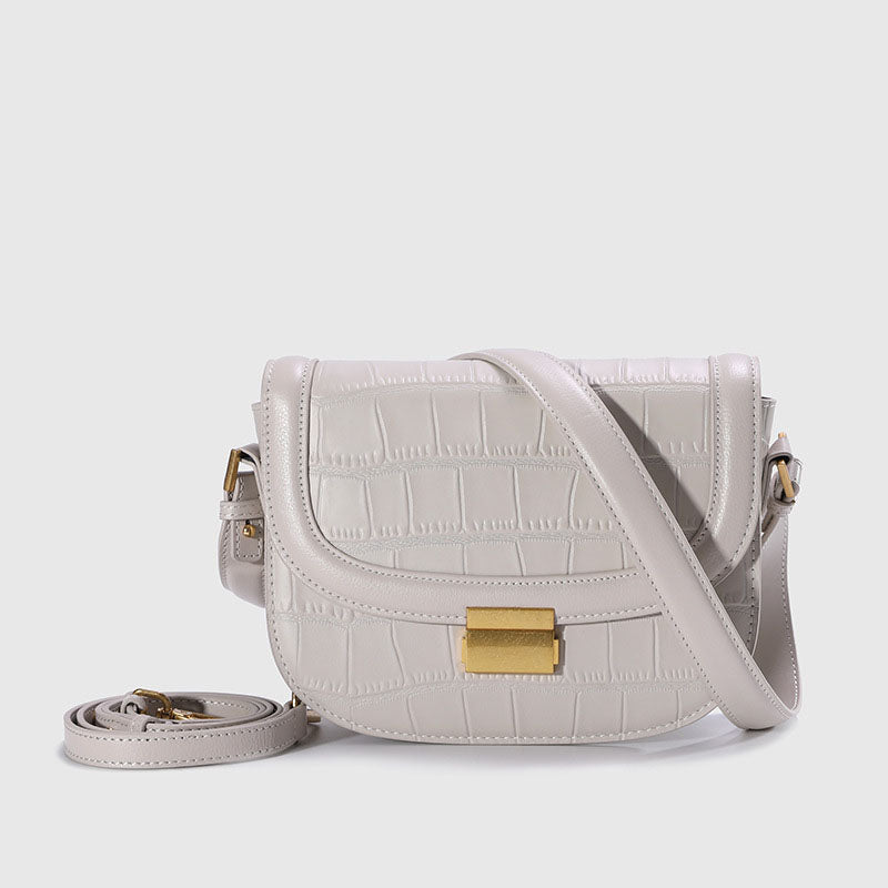 Women’s Croc Embossed Flap Saddle Shoulder Bags in Calfskin image 3