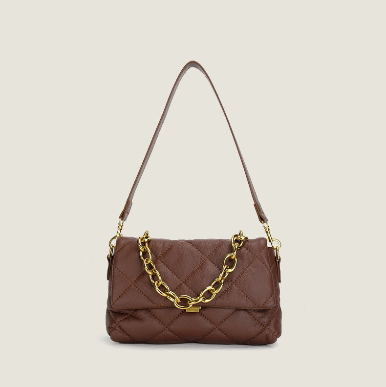 Women’s Quilted Vegan Baguette Bags with Chains image